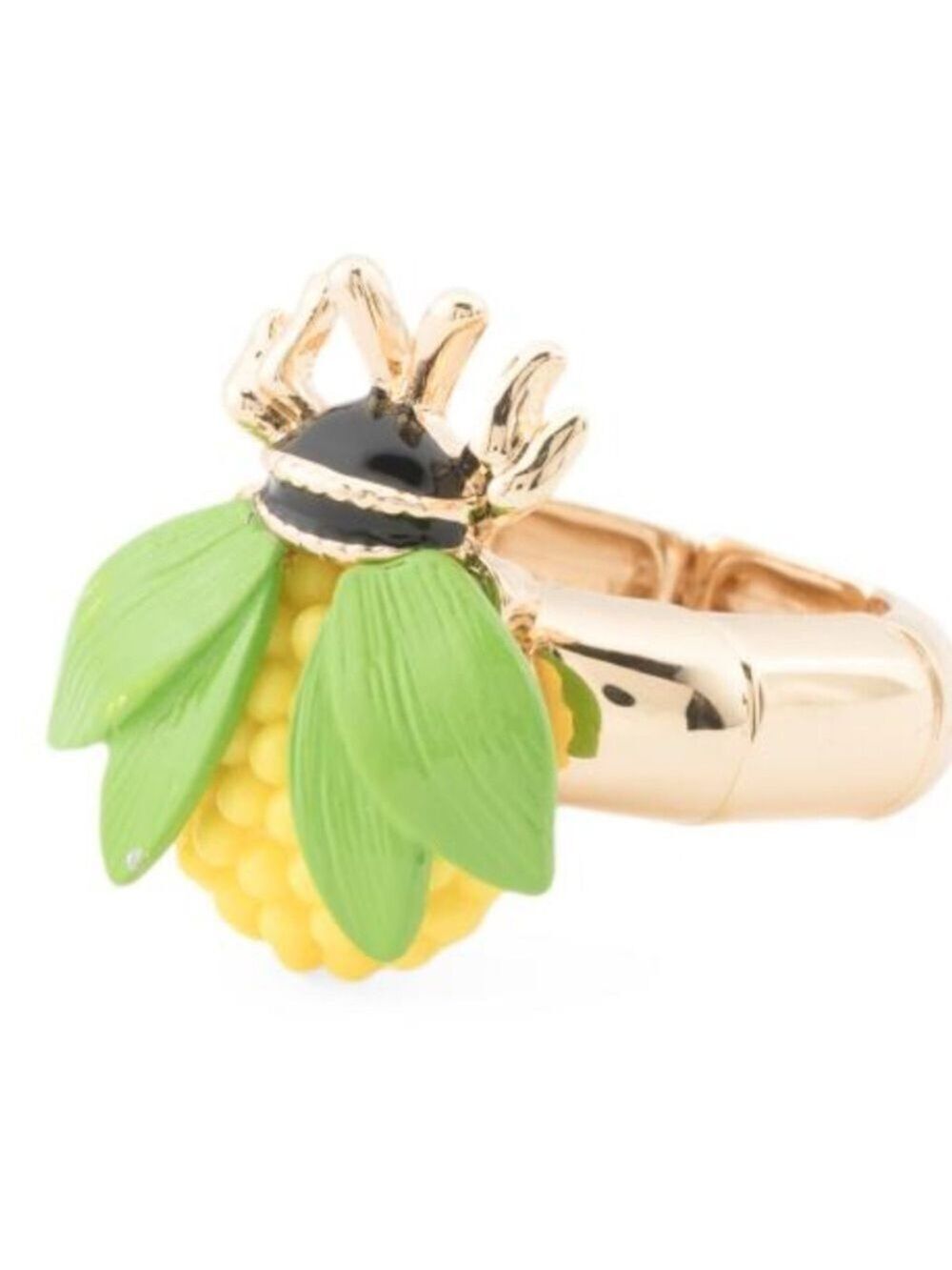 Betsey Johnson Hothouse Bloom Bee Stretch Cocktail Ring New